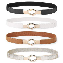 (Style A -70cm(27Inch)) Cintura vintage da donna in morbida pelle con fibbia ad ardiglione, set di 4 pezzi per tutte le stagioni.