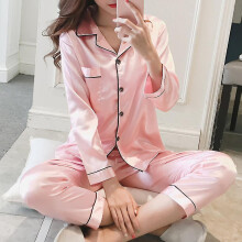 (Pink, M) Damen-Pyjama-Set mit langen Ärmeln aus Polyesterfaser, bequeme und warme Nachtwäsche
