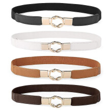 (Style F -80cm(31Inch)) Cinturón vintage para mujer de piel suave con hebilla de pasador, conjunto de 4 piezas para todas las estaciones.