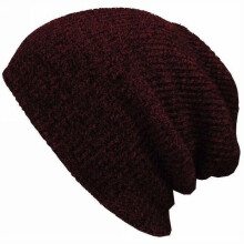 (Wine Red) Wollen skimuts - Gebreide beanie voor mannen en vrouwen, 65 g wintermuts voor koud weer