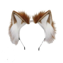 (color 5) Handmade Adjustable Animal Ear Headband with Plush Faux Fur for Costume Cosplay