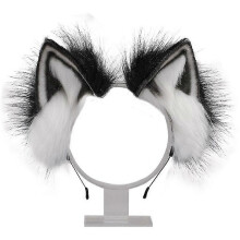 (color 2) Handmade Adjustable Animal Ear Headband with Plush Faux Fur for Costume Cosplay