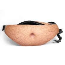 (1-medium hair) Men's 3D Beer Belly Fanny Pack, Durable Waterproof, Adjustable Strap for Phone Wallet Keys Outdoors