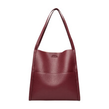 (Red) Women's PU Leather Shoulder Bag Large Capacity Tote for Commuting Work and Travel 30x11x30cm