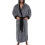 (Grey Black, 2XL) Accappatoio da uomo con cappuccio, foderato in pile, lunghezza lunga. 1