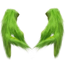 (Adult) Gants du Grinch, accessoires de déguisement de Noël, gants en peluche polyester pour adultes et enfants