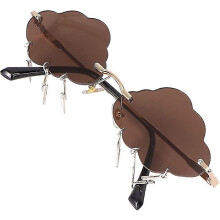 (Orange) Rimless Sunglasses with Cloud-Shaped Sequin Design UV400 Spring Hinge for Comfort