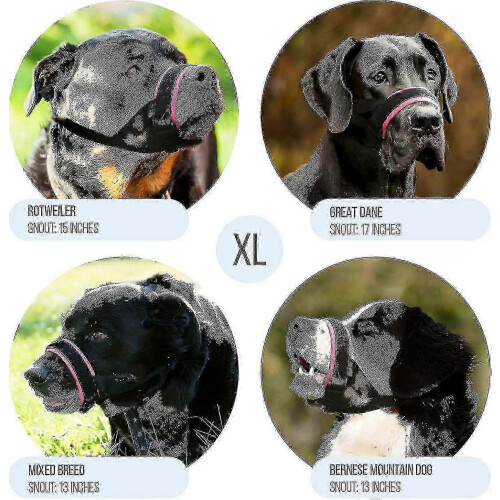 (Grey, XL) Dog Muzzle Size M, Pink, Adjustable, Non-Slip for Biting and Barking Control 2