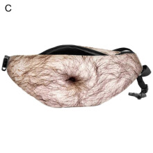 (C) Waist Bag with 3D Beer Belly Print 35cm Wear-resistant Waterproof for Men and Women