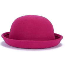 (Rose Red, 57cm) Cappello da donna in feltro di lana, modello bombetta, stile Derby, adatto a tutte le stagioni e per il tempo libero all'aperto.
