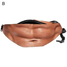 (B) Waist Bag with 3D Beer Belly Print 35cm Wear-resistant Waterproof for Men and Women