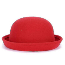 (Red, 57cm) Dameshoed van wolvilt in bolhoed- en derbystijl, geschikt voor alle seizoenen en als casual buitenkleding.