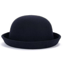 (Navy Blue, 57cm) Sombrero bombín de fieltro de lana para mujer, estilo Derby, para todas las estaciones. Ropa informal para exteriores.