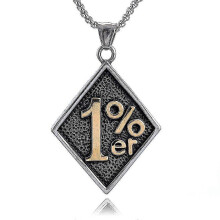 (Gold) Collier pendentif pour homme en acier inoxydable, véritable acier 316L, chaîne de 60 cm, pendentif de 60 x 40 mm, résistant à la corrosion