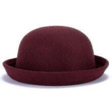 (Wine Red, 57cm) Sombrero bombín de fieltro de lana para mujer, estilo Derby, para todas las estaciones. Ropa informal para exteriores.