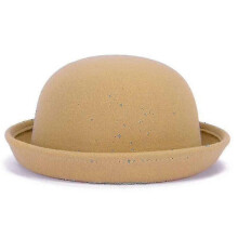 (Camel, 57cm) Dameshoed van wolvilt in bolhoed- en derbystijl, geschikt voor alle seizoenen en als casual buitenkleding.