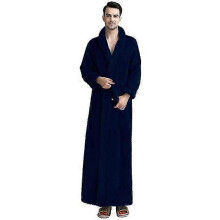 (Navy, XL) Accappatoio da coppia in pile di corallo, flanella spessa a maniche lunghe, caldo invernale.