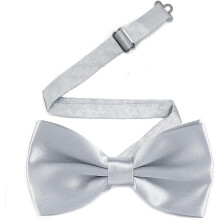 (Silver) Vorgebundene, verstellbare Fliege aus Satin, 12 cm 6 cm, für Hochzeiten und Veranstaltungen