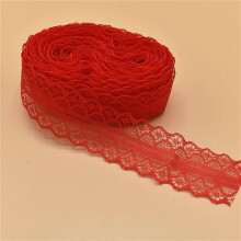 (red) 25mm Wide Lace Trim, Hard Yarn/Nylon 10 Yards for Wedding Dress Decor, Halloween Costume