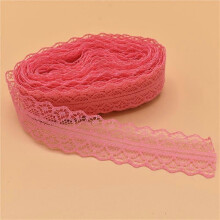 (watermelon red) 25mm Wide Lace Trim, Hard Yarn/Nylon 10 Yards for Wedding Dress Decor, Halloween Costume