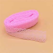 (pink) 25mm Wide Lace Trim, Hard Yarn/Nylon 10 Yards for Wedding Dress Decor, Halloween Costume