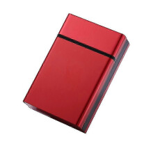 (red) Zigarettenetui aus Aluminium für 20 King-Size-Zigaretten, feuchtigkeitsbeständig, mit Schiebedeckel, in verschiedenen Farben