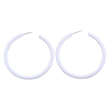 (White) Pendientes de aro de acrílico para piel sensible, uso diario, cómodos, redondos, 6,3 cm, varios colores.
