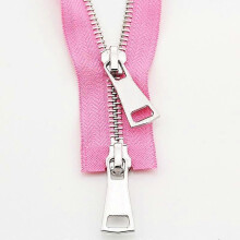 (pink, 70cm) Metal Zipper Compatible with Outerwear 5# Zinc Alloy Two-Way Open End for Coat and Jacket