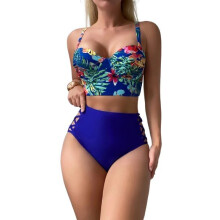 (XS) Damesbadpak blauw 82% polyamide 18% spandex afslankend badpak