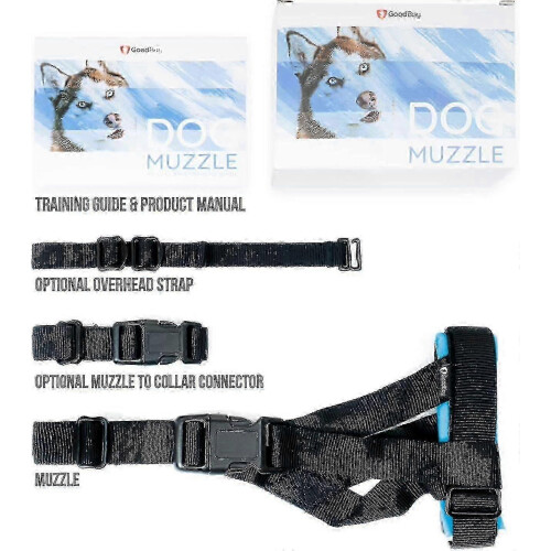 (Blue, XS) Dog Muzzle with Head Strap, Padded and Durable for Medium Dogs, Adjustable Fit 1