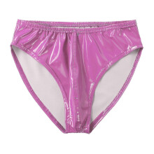 (Hot Pink, XL) Miesten kiiltonahkaiset alushousut joustavalla vyötärönauhalla, mukavat klubitanssialusvaatteet