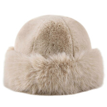 (Beige) Gorro Bucket de Pelo de Conejo Falso Suave para Mujer y Hombre, Talla Mediana 54-57 cm, Ideal para Invierno
