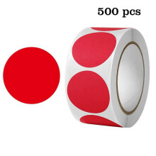 (c522) 500-Piece Roll of Round Stickers, Writable & Removable for Organisation & Colour Coding