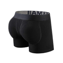 (White, L) Men's Butt Lifting Boxer Briefs with Removable Pads Anti-Chafing for Daily Wear