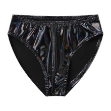 (Black B, M) Calzoncillos de charol para hombre con cintura elástica, cómodos, ideales para clubes y baile en barra.