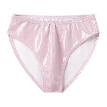 (Pink, 3XL) Men's Patent Leather Briefs Elastic Waistband Comfortable Club Pole Dance Underwear
