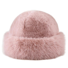 (pink) Bucket hat van imitatiekonijnenbont voor dames en heren, gemiddelde hoofdomtrek 54-57 cm, alledaagse hoed voor herfst en winter.