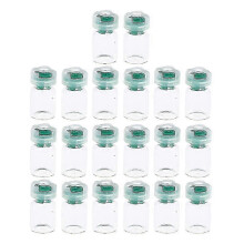 (Green) Flacons en verre 20 pièces avec bouchon PP et joint caoutchouc, étanches pour stockage liquides cosmétiques