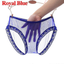 (royal blue, XL) Braguitas transparentes de nailon sin costuras, de talle bajo, transpirables y ajustadas para mujer.