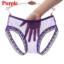 (purple, L) Braguitas transparentes de nailon sin costuras, de talle bajo, transpirables y ajustadas para mujer.