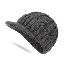 (Dark Grey) Winddichte muts met thermische voering voor heren - Geribbelde oorbescherming, ideaal voor wandelen en woon-werkverkeer.