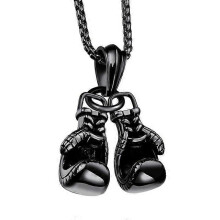(Black, 60cm) Mini-bokshandschoenketting van titaniumstaallegering, goud, zilver en zwart, 60 cm lange ketting, sportieve fitnesshanger voor mannen