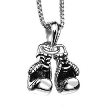 (Silver, 60cm) Mini-bokshandschoenketting van titaniumstaallegering, goud, zilver en zwart, 60 cm lange ketting, sportieve fitnesshanger voor mannen