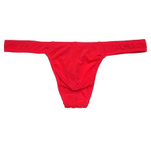 (Red, L) Tanga de seda helada para hombre, calzoncillos tipo tanga de nailon transpirable de talle bajo para uso diario.
