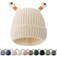 (Beige) Gebreide wintermuts met oplichtende telescoopogen voor volwassenen en kinderen, Halloween- en kerstfeestkostuum