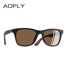 (Matte Brown, C4) Polarized Sunglasses, Ultralight TR90 Square Frame, UV400 Protection, For Men Women Driving Outdoor Use