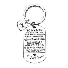 (Silver) Stainless Steel Keychain for Men Husband, Anniversary, To My Man, I Love You, Silver and Black Options