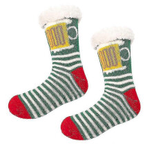 (Green stripes) Lattiasukat Liukumattomat syksy-talvi sakeutetut samettiset joulukuvioidut unisex-sukat nuorille sisäkäyttöön