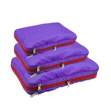 (purple) Kompressions-Aufbewahrungstaschen für Reisen, 3-teiliges Set, Nylon, wasserdicht, für Reisegepäck Kleiderordnung