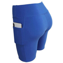 (Blue, L) Vrouwen hoge taille yoga fietsbroek, sneldrogend spandex, rekbaar compressief voor fitness hardlopen fietsen zomer buiten